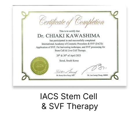 IACS stem cell and SVF therapy certificate for anti-aging treatment